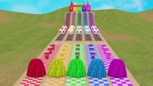 Корова слон тигр горилла бегемот мультяшные 3D животные большая горка веселые краски Синий трактор