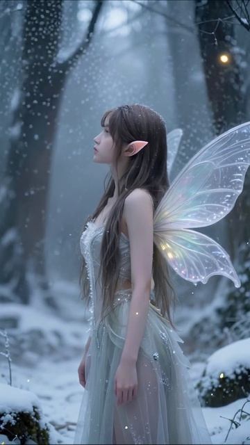 Волшебство зимнего леса: фея с крыльями #фантазия #феи #зима