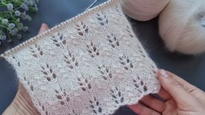 Простой ажурный узор спицами!