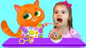 История для детей как Арина и котик Бубу играют вместе в игре