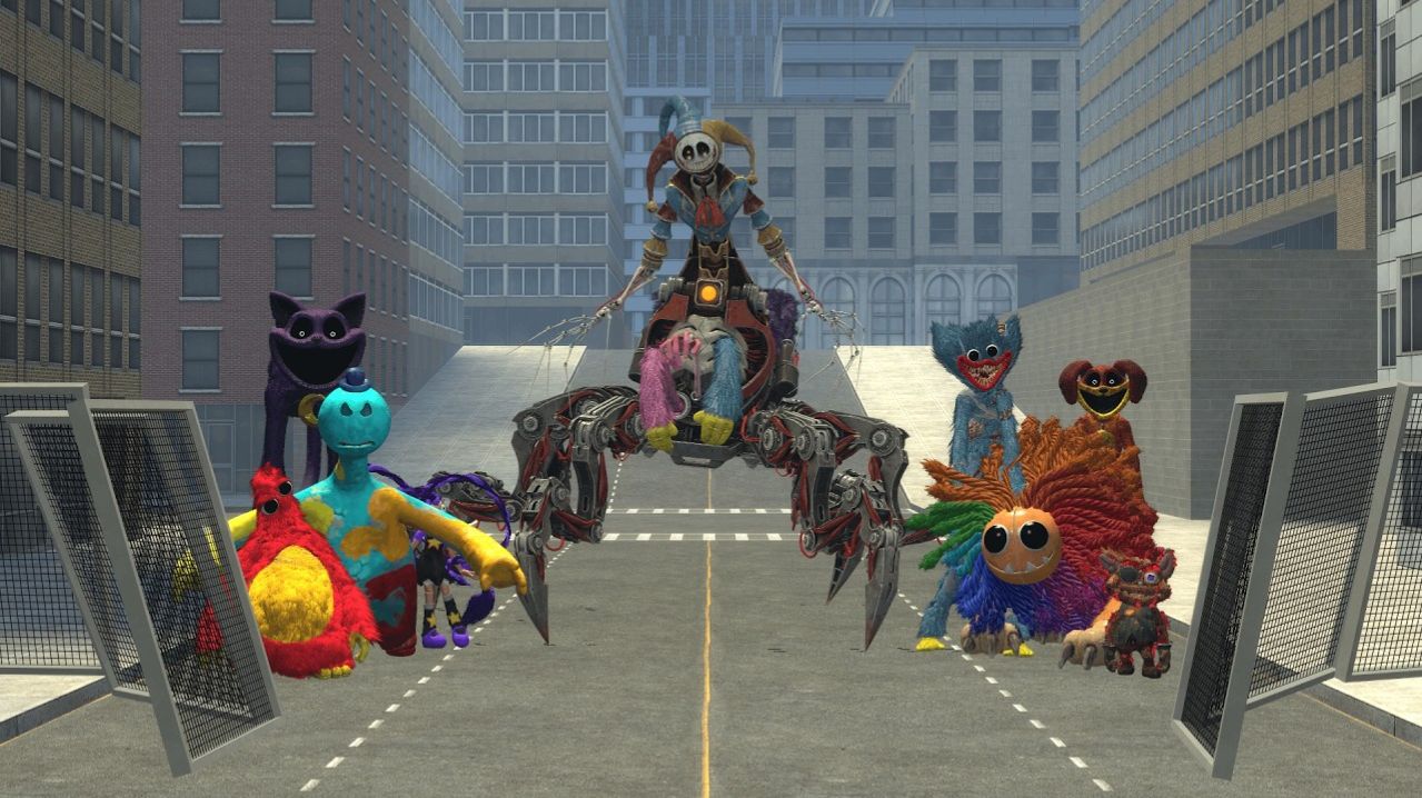 Поппи Плейтайм Выжившие монстры из мультфильма Поппи играет в городе