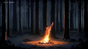 Дым в лесу ночью — уютная анимация для сна
