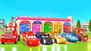 Учим цвета машинок Маккуина, грузовика Мак и уличных транспортных средств — мультфильм про Маккуина