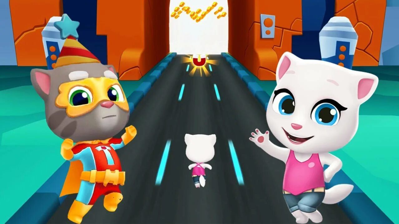 Говорящий кот Том и его друзья!  Анжела участвует  в безумной гонке! очень много очков!!!!