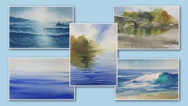 Как рисовать акварелью воду — 5 простых уроков!