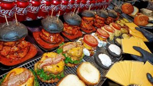 Это очень вкусно! Американский чизбургер с беконом (тройной) - Корейская уличная еда