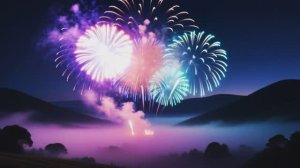 Фейерверки над туманным ландшафтом! Магия огней и природы. 🎆✨