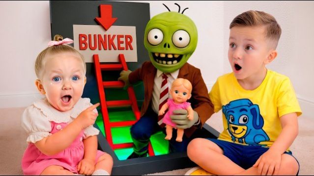 Ева и Ники: Таинственный Бункер! Большой челлендж с зомби!