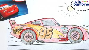 Раскраска для детей ТАЧКИ 3 Молния МакКуин. Детский канал Nikita TV.