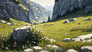 Горное луговое пространство — спокойная анимация природы