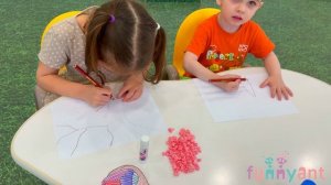 "Птичка на веточке" аппликация + рисование у детей младшей группы Funny Ant Malahovka