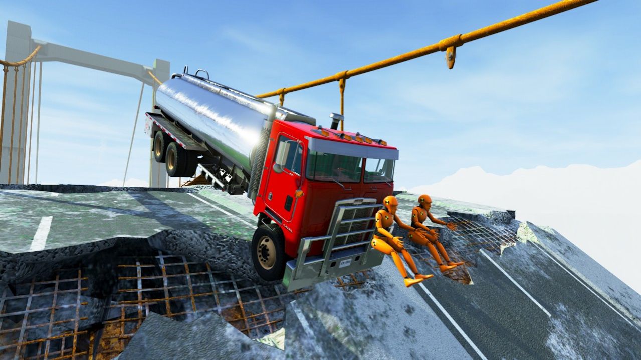 Экстремальная авария автоцистерны на разрушенном мосту | Реалистичные разрушения | Игры. Мультики