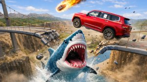 АВТОМОБИЛИ ПРОТИВ ГИГАНТСКОЙ АКУЛЫ – Испытание на прыжки с трамплина. Игры 🎮 мультики для детей
