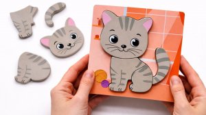 Собираем КОТИКА 🐱 | Учим части тела животных | Развивающее видео для детей