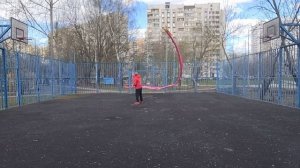 Упражнения с 9-ти метровой лентой Дракона на телескопическом шесте (2)