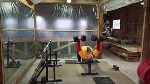 ЖИМ ЛЁЖА, БИЦЕПС. БЕЗ ХИМИИ И СПОРТ-ПИТА. BENCH PRESS. DUMBBELLS PRESS. AGE 51.