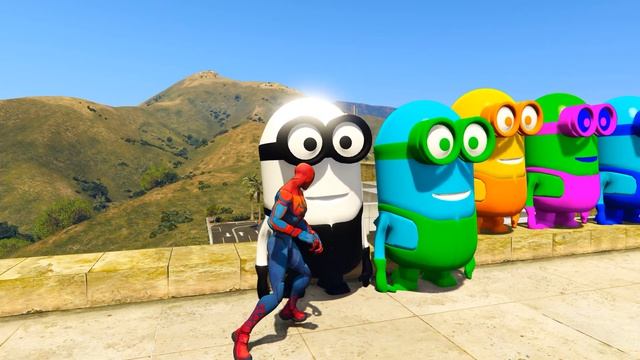 Новый Человек-паук против Синего злобного миньона в ГТА 5