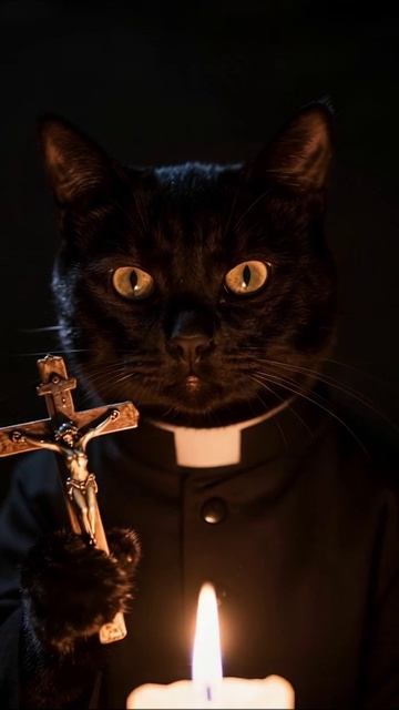 Сатирическая молитва: кот в роли священника #кот #юмор #креатив