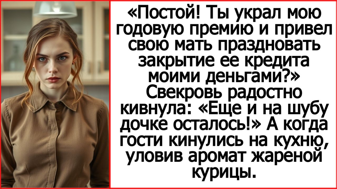 Истории из жизни. Муж украл мою премию для свекрови и привел ее к нам домой на праздничный ужин.