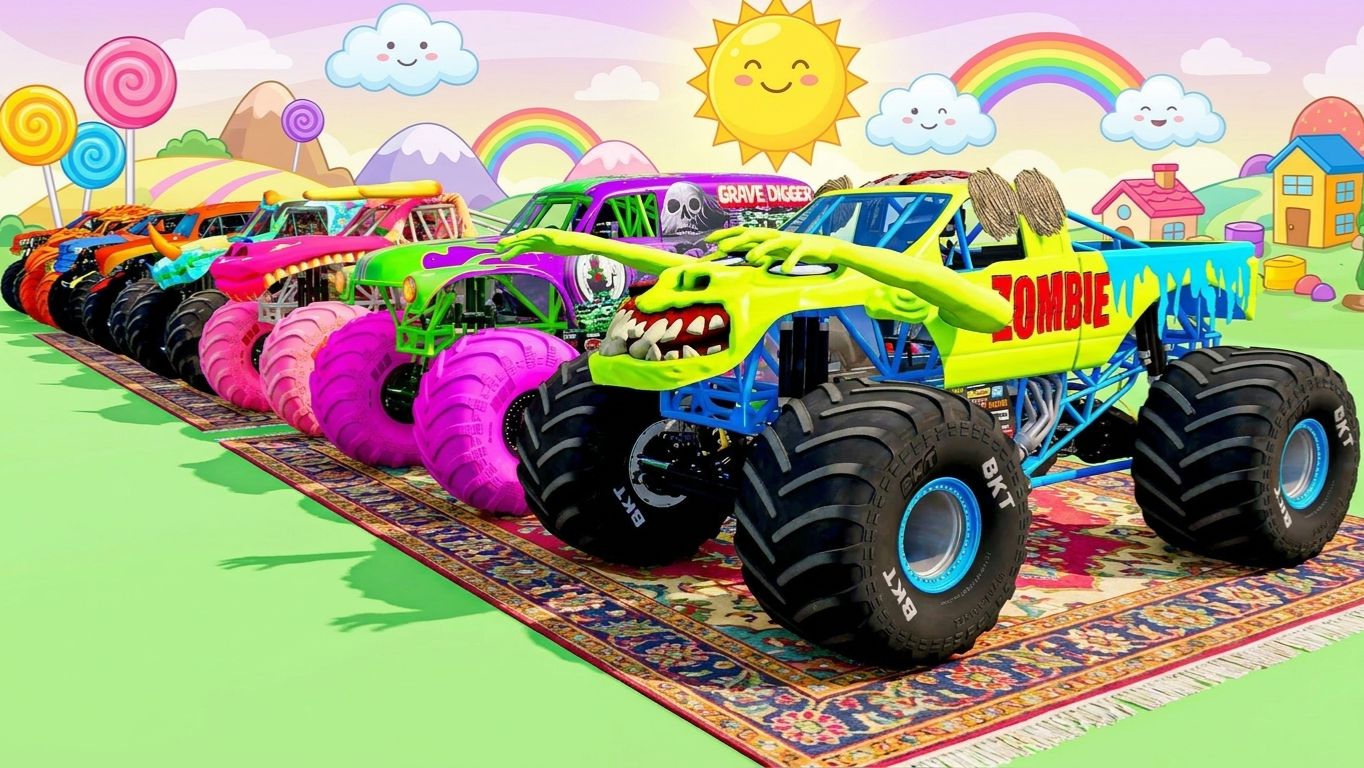 МУЛЬТИКИ ПРО МАШИНКИ 4К Эпические прыжки и столкновения на скоростном монстр-траке Beamng Drive #134