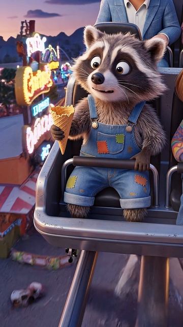 Енот и горки!