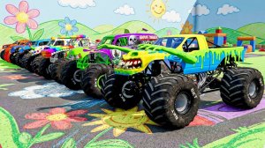 МУЛЬТИКИ ПРО МАШИНКИ 4К Эпические прыжки и столкновения на скоростном монстр-траке Beamng Drive #135