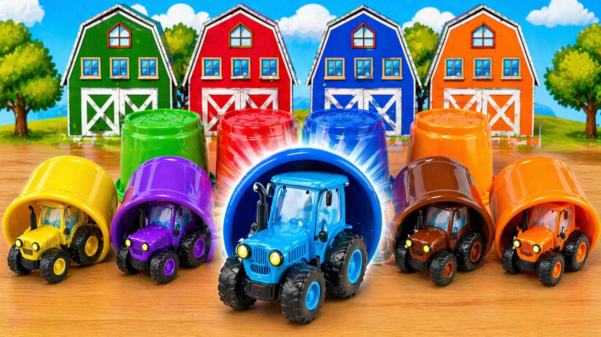 Синий трактор 🚜 Учим цвета | Найди правильный гараж для разноцветных тракторов