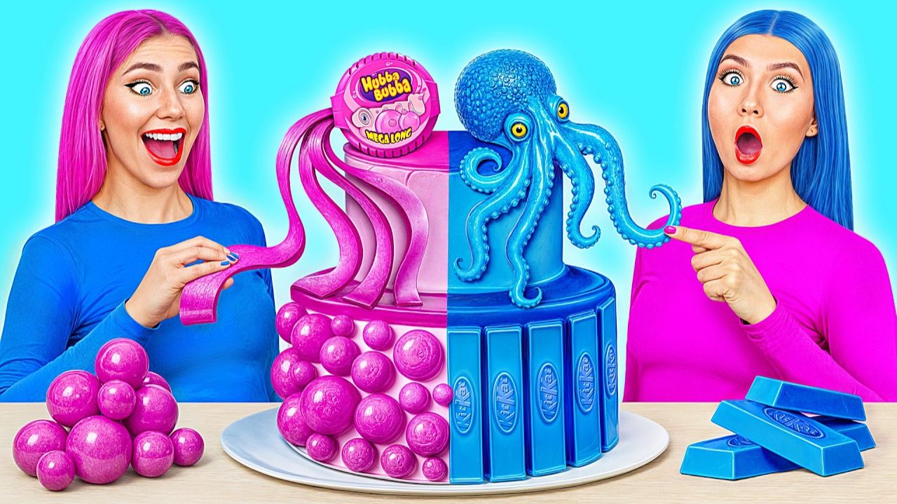 Розовое Vs Синее Украшение Торта Челлендж с Candy DO