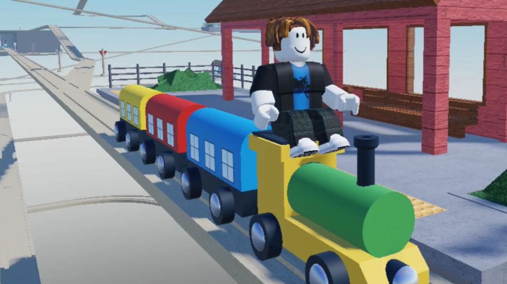 Катаемся на игрушечном паровозике Роблокс Roblox Детские мультики