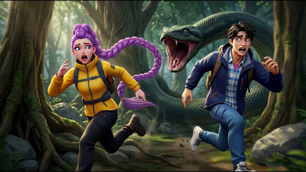 Золотая семейка: Руми, беги быстрее!! Джину попытается помочь тебе убежать от этой гигантской ЗМЕИ