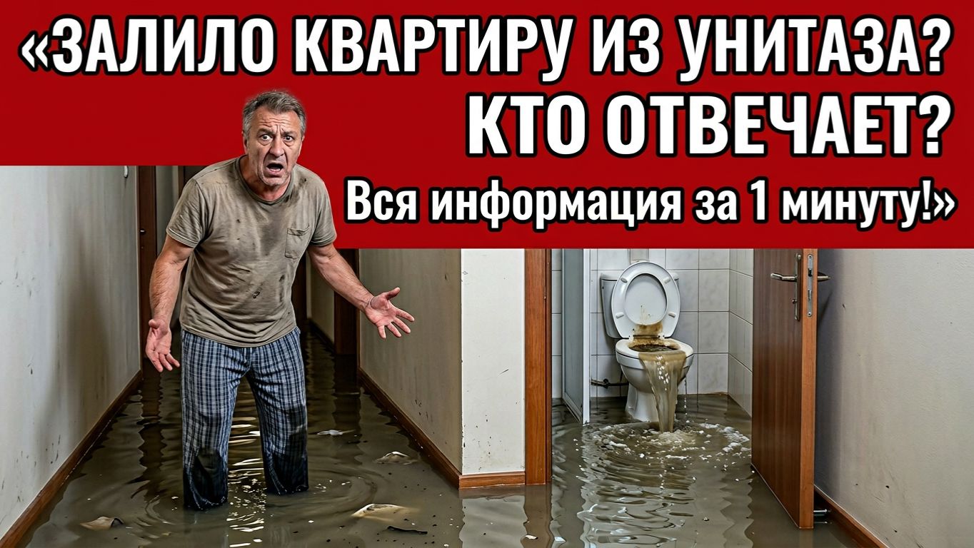 Затопило из унитаза (канализацией) - кто виноват? Вся инф. за 1 минуту!