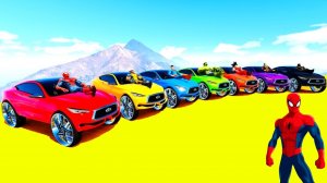 Человек-паук и супергерои для детей. Весёлые прыжки в бассейне на машинках. Мультфильмы для малышей