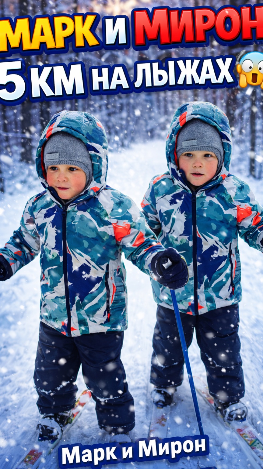 😳😱МАРК и МИРОН в ЛЕСУ на ЛЫЖАХ 5КМ ⛷️⛷️