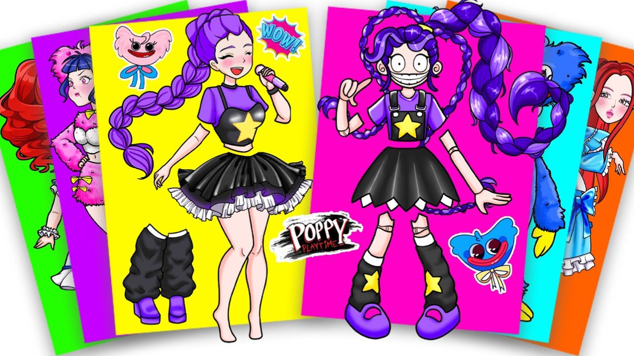 Poppy Playtime 5 x ВЕРСИЯ Хантрикс — Лили x Хагги Вагги x Поппи | Книга наклеек — Бумажный DIY