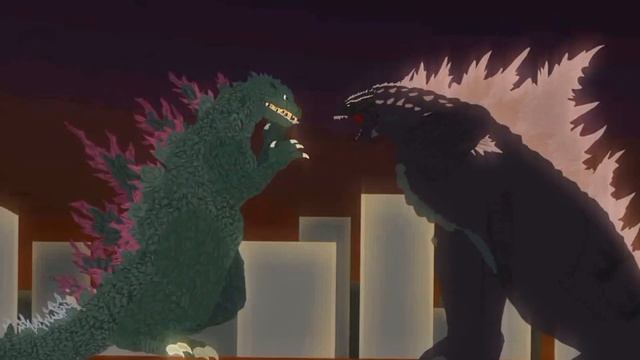 Годзилла 2000 против эволюционировавшего Годзиллы Анимация