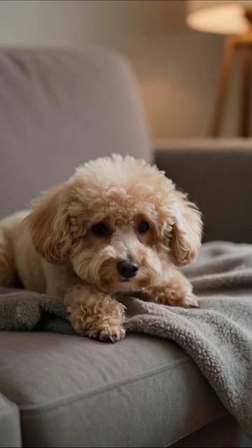 Нежный пудель: момент уюта #собака #пудель #домашнийпитомец #уют