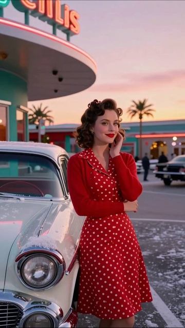 Зимний вечер в стиле ретро #ретро #мода #зима