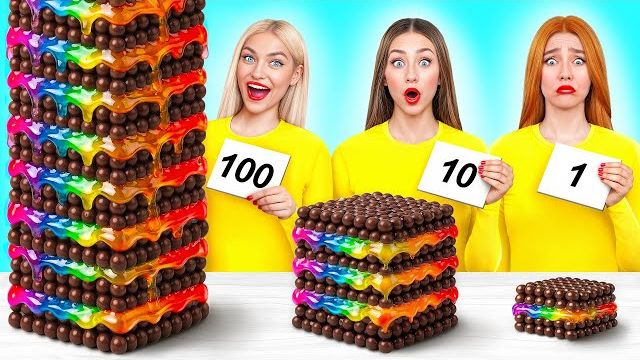 100 Слоев Еды Челлендж | Кухонные Лайфхаки и Рецепты