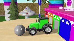 Учим цвета с помощью уличного транспорта на волшебной горке и футбольного мяча для детей