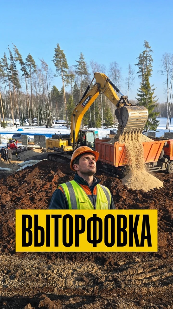 Пару дней назад здесь был лес, сейчас уже выполняем выторфовку