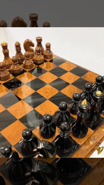 Стол шахматный из обсидиана 435*435*900мм. 1459009-1