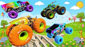 МУЛЬТИКИ ПРО МАШИНКИ 4К Эпические прыжки и столкновения на скоростном монстр-траке Beamng Drive #138