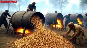 Как делают арахис в Пакистане, удивительная промышленность.