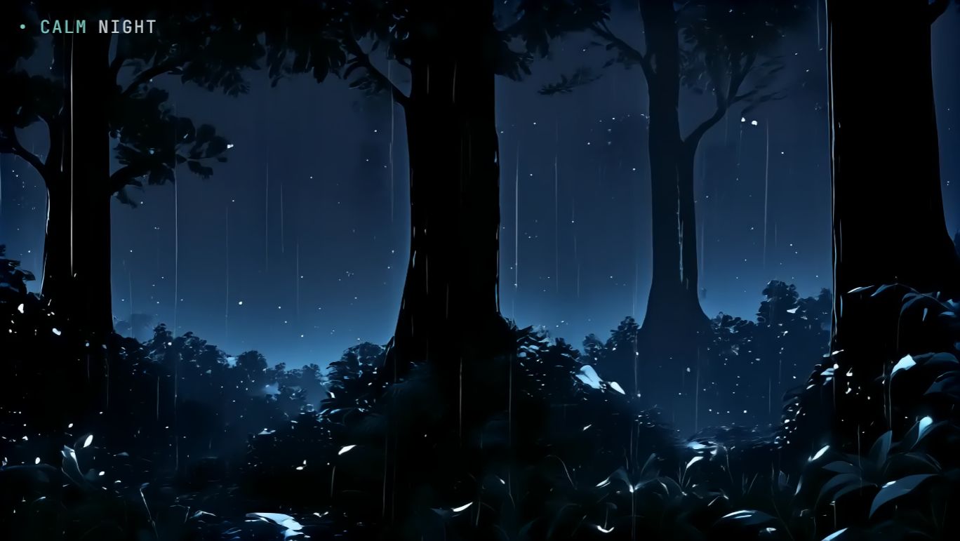 Светлячки в лесу ночью  уютная анимация для сна