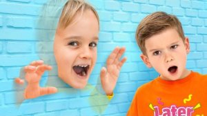 Дети прыгают через стену