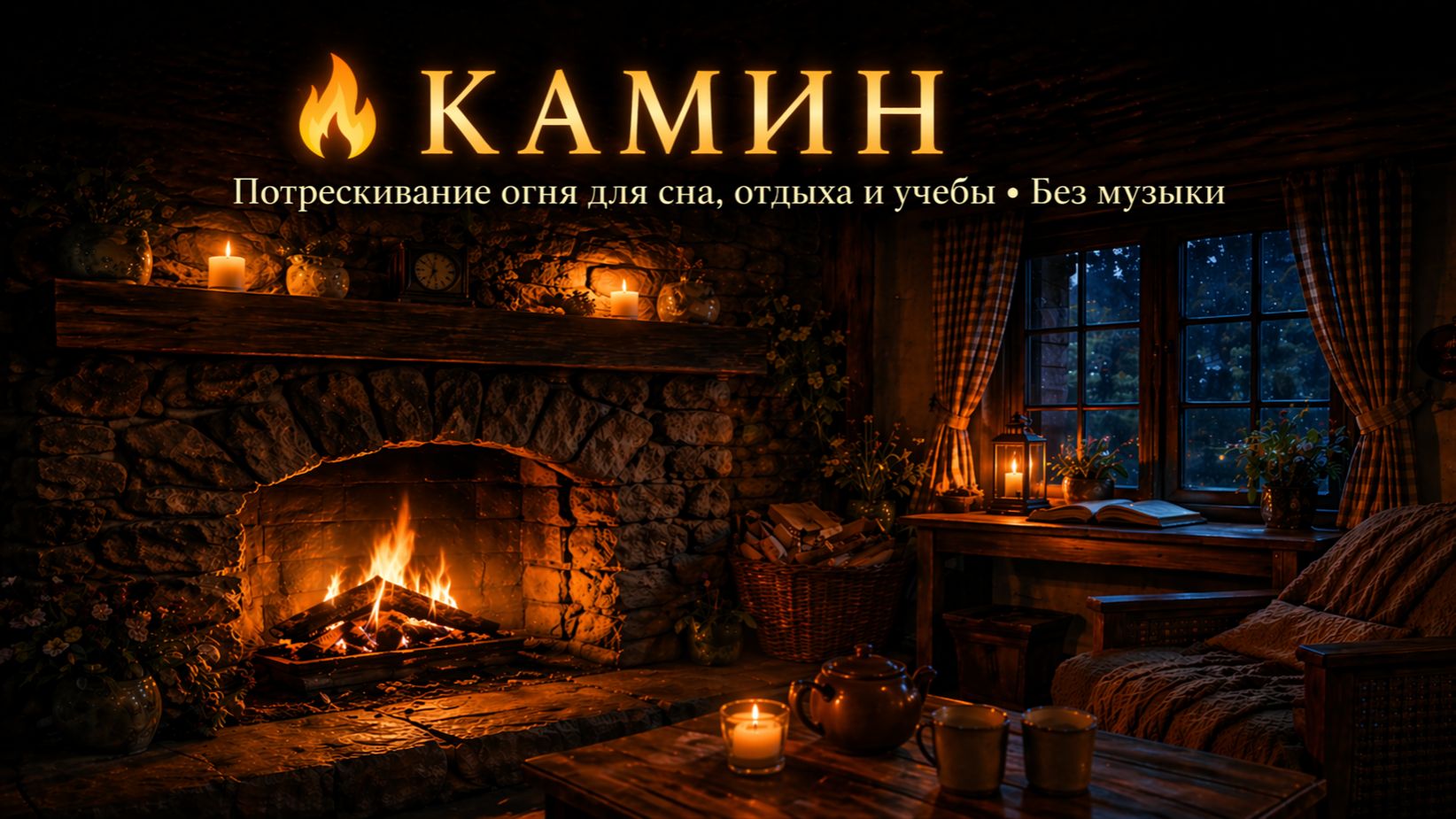 🔥 Камин  • Звуки потрескивающего огня для сна, релаксации и учебы • Без музыки