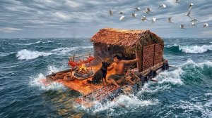 Побег с необитаемого острова на плоту из мусора  / Строительство плота и добыча морепродуктов