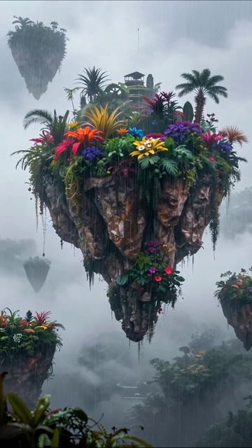 Летучие острова: чудеса природы #природа #фантастика #искусство