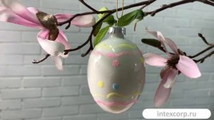 Подвесное украшение - яйцо СНЕЖНАЯ РАДУГА, стекло, 9 см, PE50082