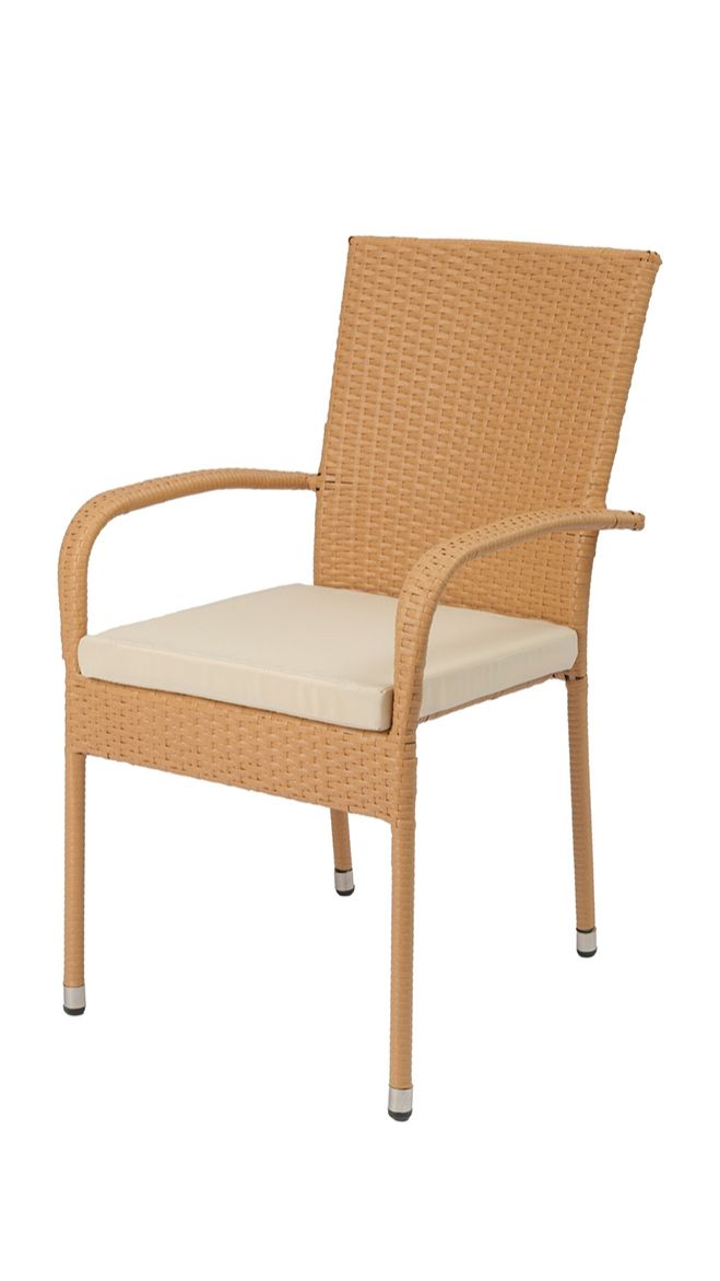 Стул садовый Канзас 56х63см h93см, сталь/иск.ротанг, бежевый  465498